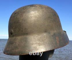 UNTOUCHED Original WW2 M-35 German Helmet 1938 Liner NS 66 Stamp In Crown WWII