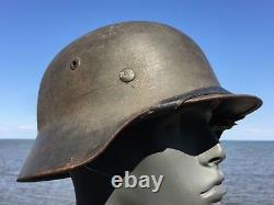 UNTOUCHED Original WW2 M-35 German Helmet 1938 Liner NS 66 Stamp In Crown WWII