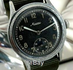 Ultra rare wristwatch Military Minerva German Army WW2 Wehrmacht Dienstuhr 2wk