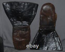 Very neat WWII German Army motorcyclist leather gloves nicely marked $$$ REDUCED