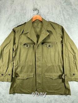 Vintage 40s WW2 M-1943 M43 German Army Military Field Jacket Green 46 in A2