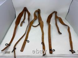 Vintage Czechoslovak Army Leather Y-Straps Lot of 3 German WWII Style Surplus
