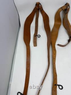 Vintage Czechoslovak Army Leather Y-Straps Lot of 3 German WWII Style Surplus