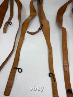 Vintage Czechoslovak Army Leather Y-Straps Lot of 3 German WWII Style Surplus