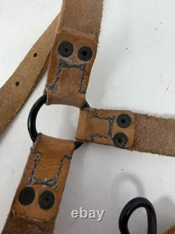 Vintage Czechoslovak Army Leather Y-Straps Lot of 3 German WWII Style Surplus
