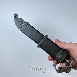 Vintage East German WwII Knife Bayonet W Scabbard Black War Army Ww2