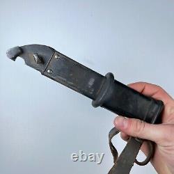 Vintage East German WwII Knife Bayonet W Scabbard Black War Army Ww2