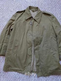 Vintage MILITARY sage green BELTED overcoat ARMY cotton L german vietnam wwii