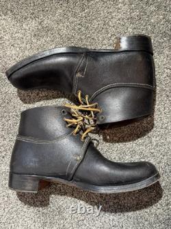 Vintage Men's WWII German Low Trench Boots Size 11.5 E Waxed Roughout Leather