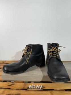 Vintage Men's WWII German Low Trench Boots Size 11.5 E Waxed Roughout Leather