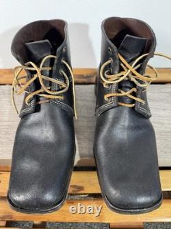 Vintage Men's WWII German Low Trench Boots Size 11.5 E Waxed Roughout Leather