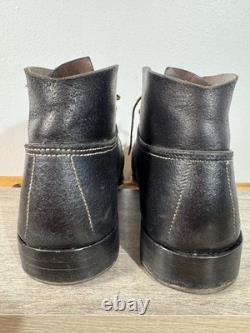 Vintage Men's WWII German Low Trench Boots Size 11.5 E Waxed Roughout Leather
