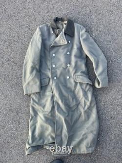 Vintage Military Wool Overcoat German Army Jacket 1960s