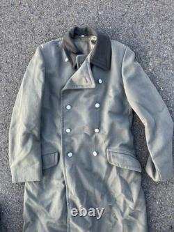 Vintage Military Wool Overcoat German Army Jacket 1960s