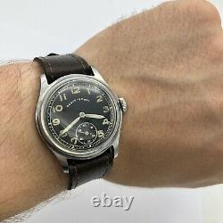 Vintage REVUE SPORT DH WW2 Swiss Watch Military German Army STEEL 1940s SERVICED