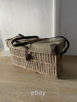 Vintage WW2 German Military Medical Basket Bag Wicker Leather Canvas