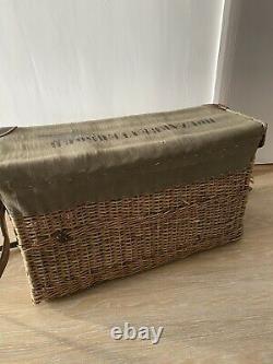 Vintage WW2 German Military Medical Basket Bag Wicker Leather Canvas