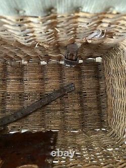 Vintage WW2 German Military Medical Basket Bag Wicker Leather Canvas