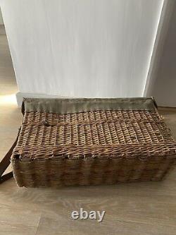 Vintage WW2 German Military Medical Basket Bag Wicker Leather Canvas