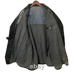 Vintage WW2 German Officers Horsehide Leather Pea Coat Jacket Black 52 42 23.5