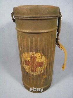 Vintage WW2 German medics gas mask tin container CANISTER