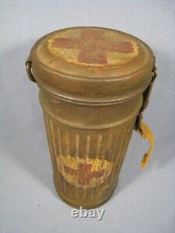 Vintage WW2 German medics gas mask tin container CANISTER