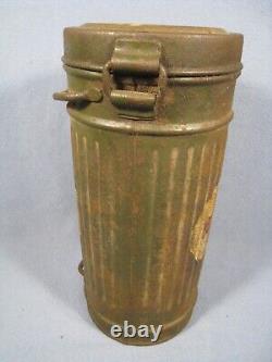 Vintage WW2 German medics gas mask tin container CANISTER