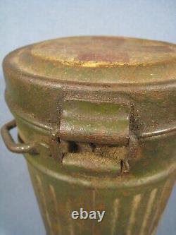 Vintage WW2 German medics gas mask tin container CANISTER