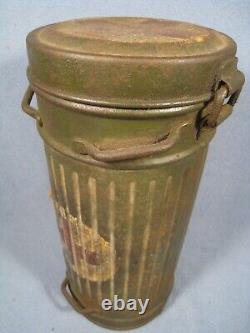 Vintage WW2 German medics gas mask tin container CANISTER