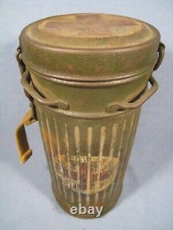 Vintage WW2 German medics gas mask tin container CANISTER