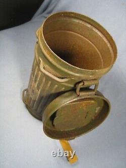 Vintage WW2 German medics gas mask tin container CANISTER