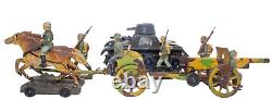 Vintage WWII-Era German Army in retreat Hausser Caisson & Tank & Soldiers 7.5c