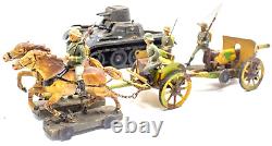 Vintage WWII-Era German Army in retreat Hausser Caisson & Tank & Soldiers 7.5c