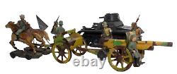 Vintage WWII-Era German Army in retreat Hausser Caisson & Tank & Soldiers 7.5c