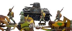 Vintage WWII-Era German Army in retreat Hausser Caisson & Tank & Soldiers 7.5c