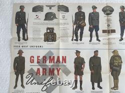 Vintage WWII NEWSMAP Map Wall Poster GERMAN ARMY UNIFORMS January 24 1944 #40F