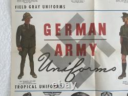 Vintage WWII NEWSMAP Map Wall Poster GERMAN ARMY UNIFORMS January 24 1944 #40F