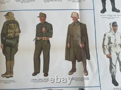 Vintage WWII NEWSMAP Map Wall Poster GERMAN ARMY UNIFORMS January 24 1944 #40F