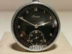 Vintage Ww2 German Army Military Men's Open Face Pocket Watch Stowa/black Dial