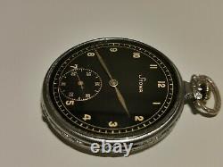 Vintage Ww2 German Army Military Men's Open Face Pocket Watch Stowa/black Dial