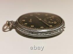 Vintage Ww2 German Army Military Men's Open Face Pocket Watch Stowa/black Dial