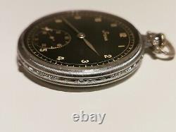 Vintage Ww2 German Army Military Men's Open Face Pocket Watch Stowa/black Dial