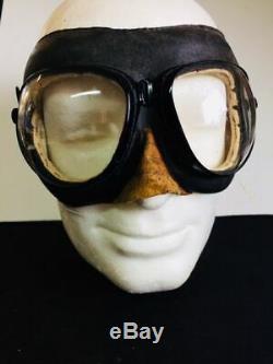 Vintage Ww2 German Army Pilot Aviator Or Motor-cyclist Tank Glasses Goggles