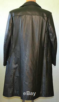 Vintage Ww2 Wehrmacht German Army Officer Long Jacket Black Leather Over Coat