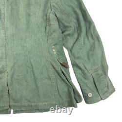 Vtg 1940s WW2 German Army Drillich HBT Tunic Jacket Mens Small Green Militaria