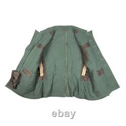 Vtg 1940s WW2 German Army Drillich HBT Tunic Jacket Mens Small Green Militaria