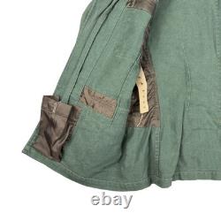 Vtg 1940s WW2 German Army Drillich HBT Tunic Jacket Mens Small Green Militaria