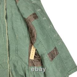 Vtg 1940s WW2 German Army Drillich HBT Tunic Jacket Mens Small Green Militaria