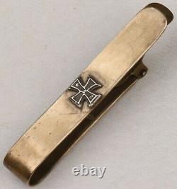 W 1914 ww2 GERMAN Tie clip Slide Tie bar, Clasp STERLING Silver IRON Cross ARMY