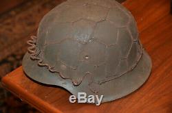 WORLD WAR 2 GERMAN ARMY/HEER M42 COMBAT HELMETWith HALF WIRE BASKET